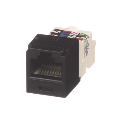 Conector Jack RJ45 Estilo TP, Mini-Com, Categoría 6, de 8 Posiciones y 8 Cables, Color Negro