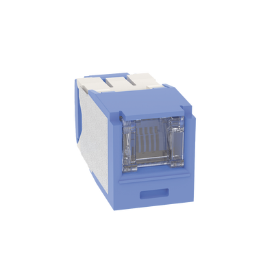 Conector Jack RJ45 Estilo TG con Ventana, Mini-Com, Categoría 6A, de 8 Posiciones y 8 Cables, Color Azul