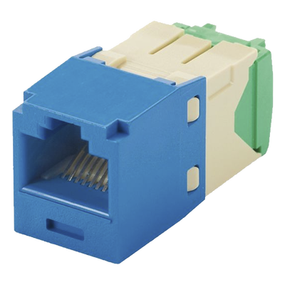 Conector Jack RJ45 Estilo TG, Mini-Com, Categoría 6, de 8 Posiciones y 8 Cables de Calibre 28/30 AWG, Color Azul