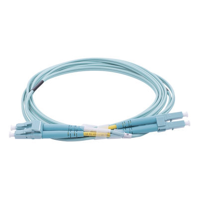Jumper de Fibra Óptica Multimodo OM4 50/125 LC-LC OFNR (Riser), 2.0 mm, Dúplex, Aqua, 2 Metros (6.56 Pies)