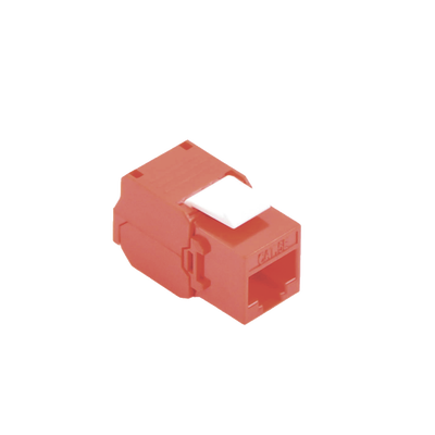 Módulo Jack Keystone Cat5e (Toolless), con Terminación en Ángulo 180 - Color Rojo, Compatible con Faceplate y Patchpanel Linkedpro