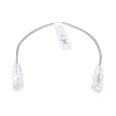 Cable de Parcheo Slim UTP Cat6 - 30 cm (11.81 Pulgadas) Gris Diámetro Reducido (28 AWG)