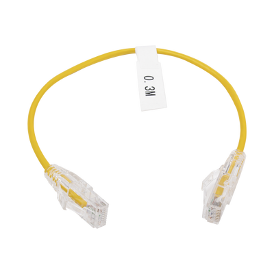 Cable de Parcheo Slim UTP Cat6 - 30 cm (11.81 Pulgadas) Amarillo Diámetro Reducido (28 AWG)