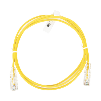 Cable de Parcheo Slim UTP Cat6 - 1.5 Metros (4.92 Pies) Amarillo Diámetro Reducido (28 AWG)