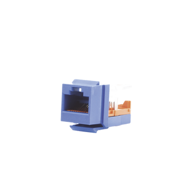 Conector Jack Estilo Leadframe, Tipo Keystone, Categoría 5e, de 8 Posiciones y 8 Cables, Color Azul