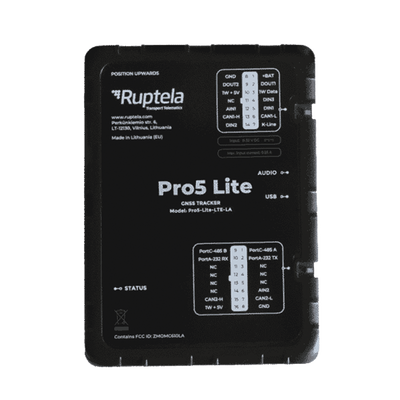 Tracker GPS Pro5 Lite / LTE CAT1 bis (4G), GSM (2G) / Lectura de Datos CAN / Monitoreo de Audio, Temperatura y Combustible / Pequeño con Nano SIM / Conectividad BLE / Protección Avanzada