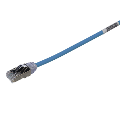 Patch Cord Cat6A, Diametro Reducido 28 AWG, Blindado S/FTP, CM/LS0H, 0.20 Metros (0.66 Pies), Color Azul