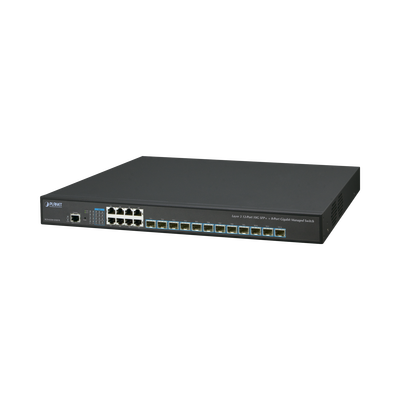 Switch Administrable Capa 3, 12 Puertos SFP de 10G, 8 Puertos 10/100/1000T, Con Alimentación Redundante (2 Fuentes de Alimentación AC).
