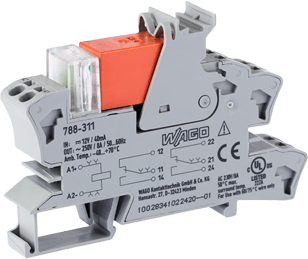 Módulo con Relé, 12V DC, 2 Inversores, 8A Corriente Límite, LED Rojo, Push-in CAGE CLAMP®, Montaje Carril DIN, Gris