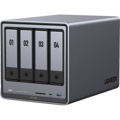 NASync DXP4800 | SO UGOS Pro | Intel N100 12th Gen Intel® Quad Core™ | 4-Bahias (SATA) hasta 96TB | 2* M.2 SSD hasta 16TB| 8GB DDR5 (Exp. a 16GB) | 2.5Gb Dual Ethernet | HDMI 4K | 2* USB2.0 | 1*USB 3.2Gen | 1* USB 3.2Gen2 | 1*USB-C 3.2Gen2 | SD